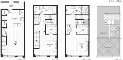 four different floor plans of a modern apartment
